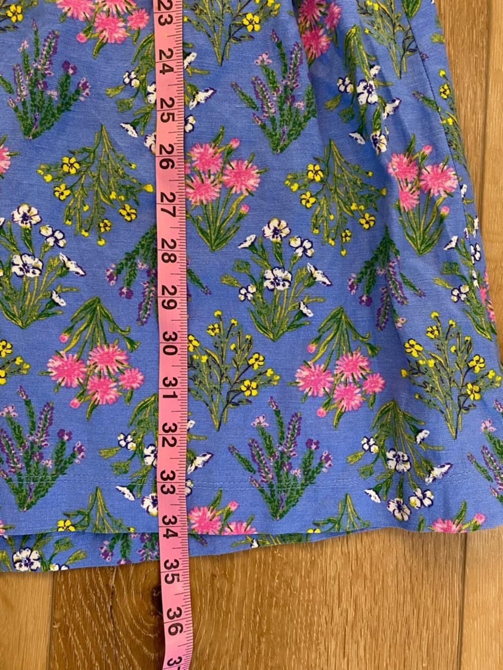 LOFT Dress Women’s 4 Petite Blue Floral Linen Summer Wedding Guest Cottagecore - Picture 8 of 11